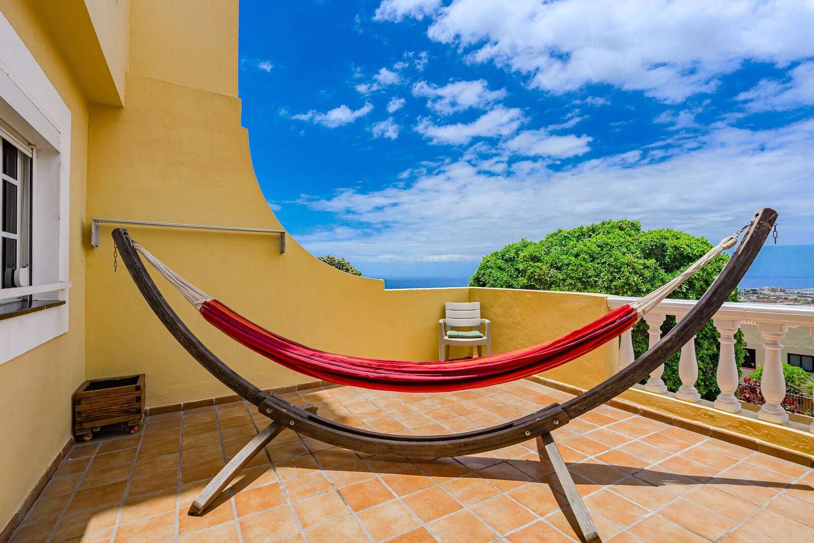 Huge Terrace with Hammock, Sunbeds, Dining Area and Ocean & Mountain Views