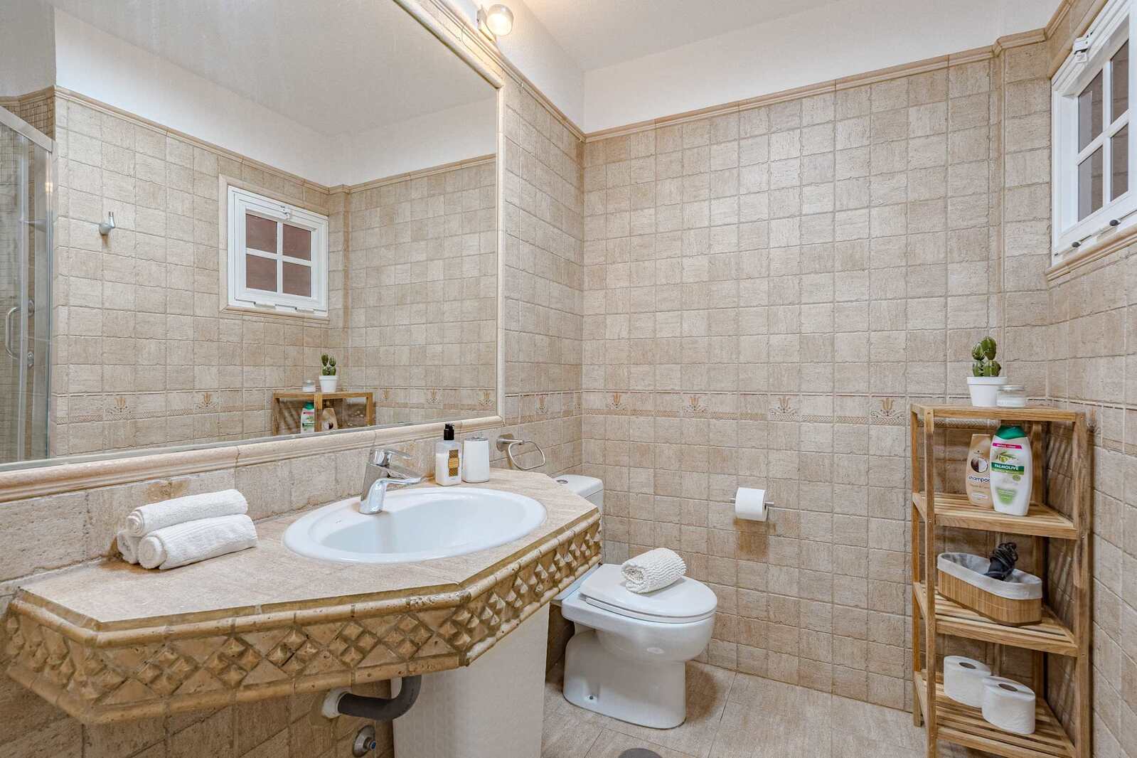 Fully Stocked Bathroom with Toilet