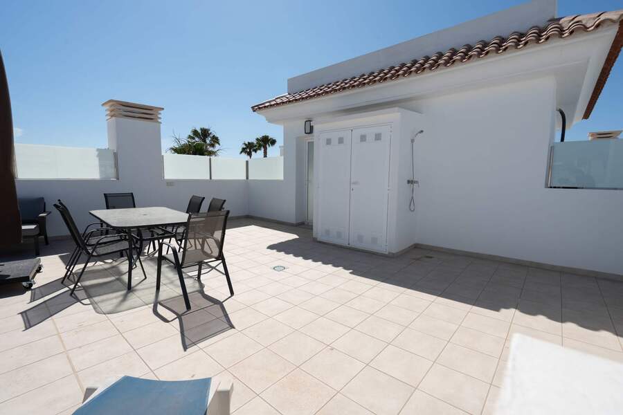 Terrace with Dining table, Sun loungers and Sun Umbrella