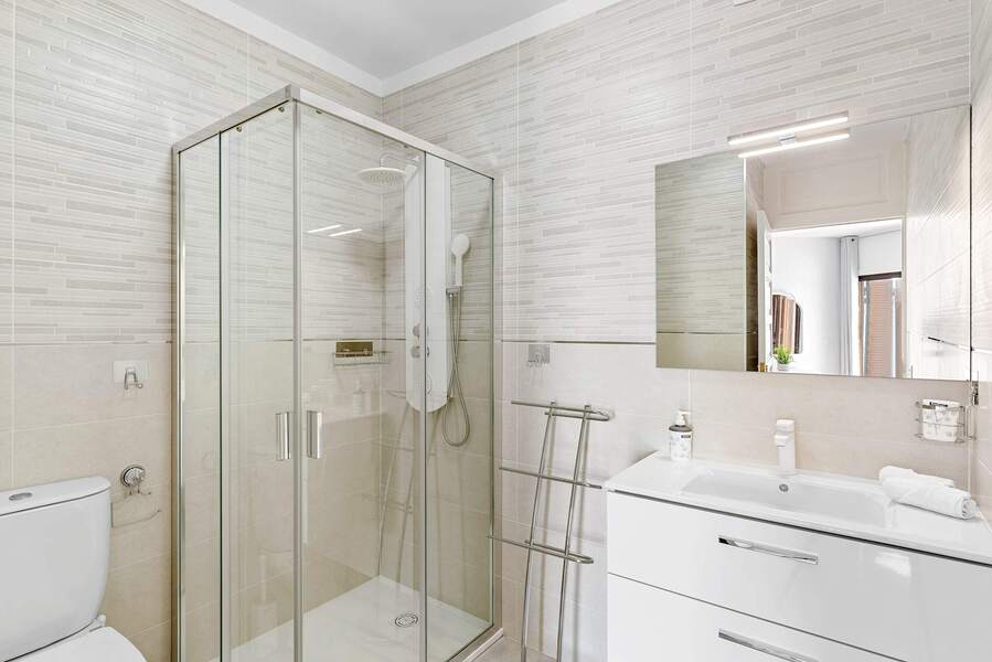 Bathroom with Toilet, Multi-Jet Shower and Sink
