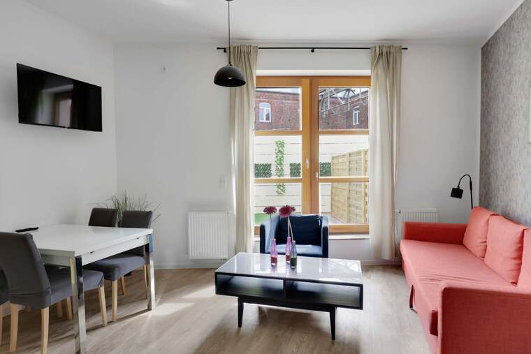 Modern Living Room w/ Sofa Bed & Dining Area | Ideal for Couples or Small Groups