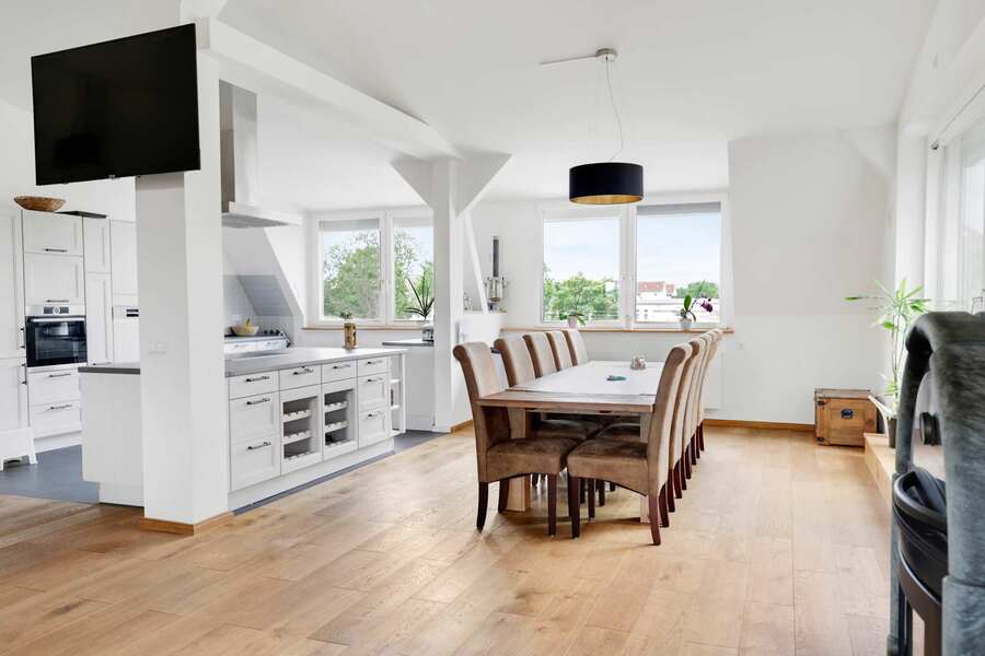 Family-Size Dining Table | Comfortably Seats 10 in Bright Dining Area