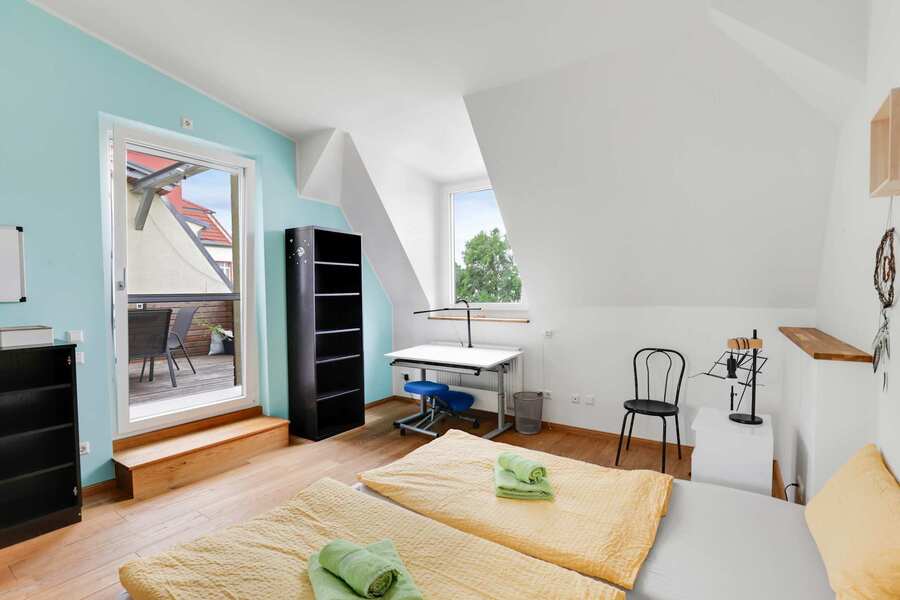 Sunny Bedroom Retreat | Direct Terrace Access, Desk Space & Cozy King Bed