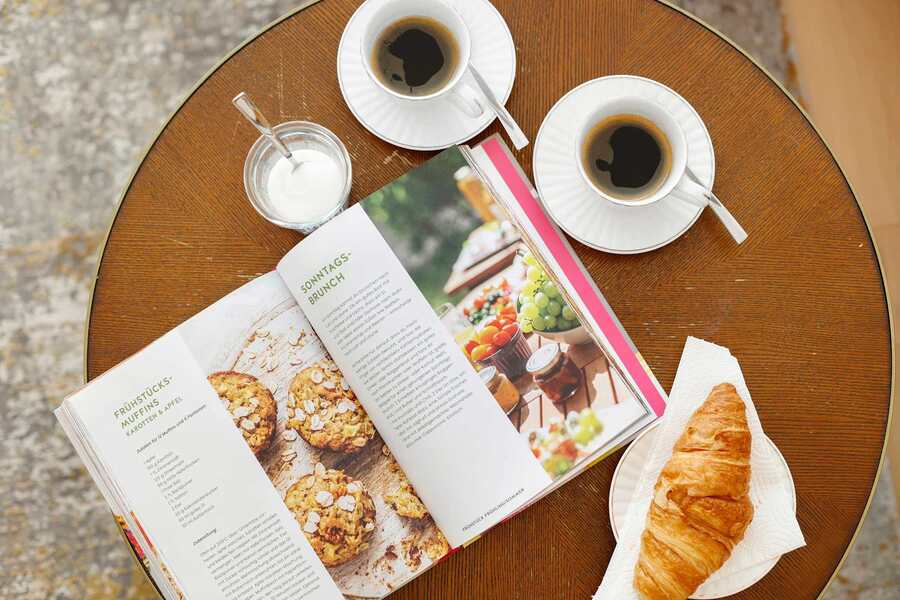 Fresh Brew & Flaky Croissant — Cozy Tabletop Moment for Leisurely Mornings or Creative Planning