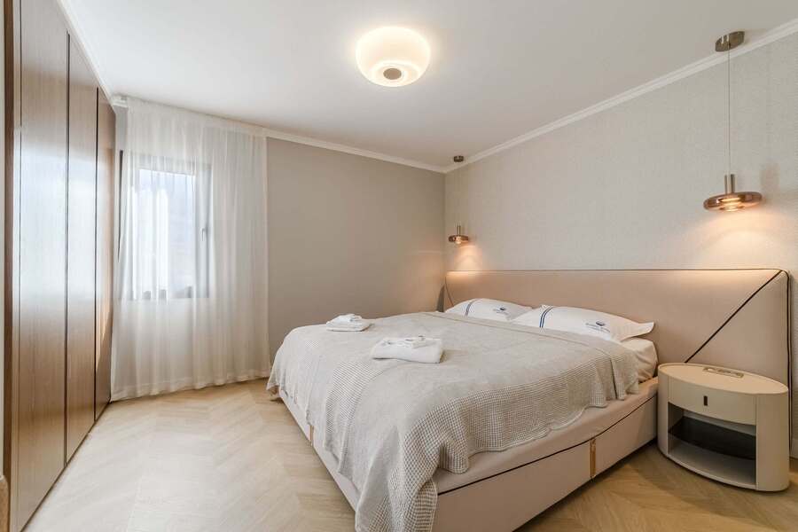 Serene Bedroom Retreat with Soft Tones – Rest in Style at SeaShell Crown Luxury Suite, Costa Adeje