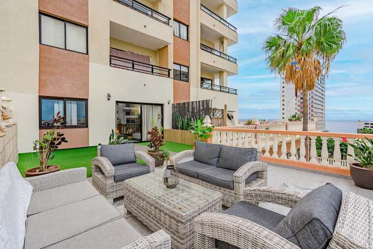 Huge Terrace with Dining & Sitting Areas, Ocean & Mountain Views