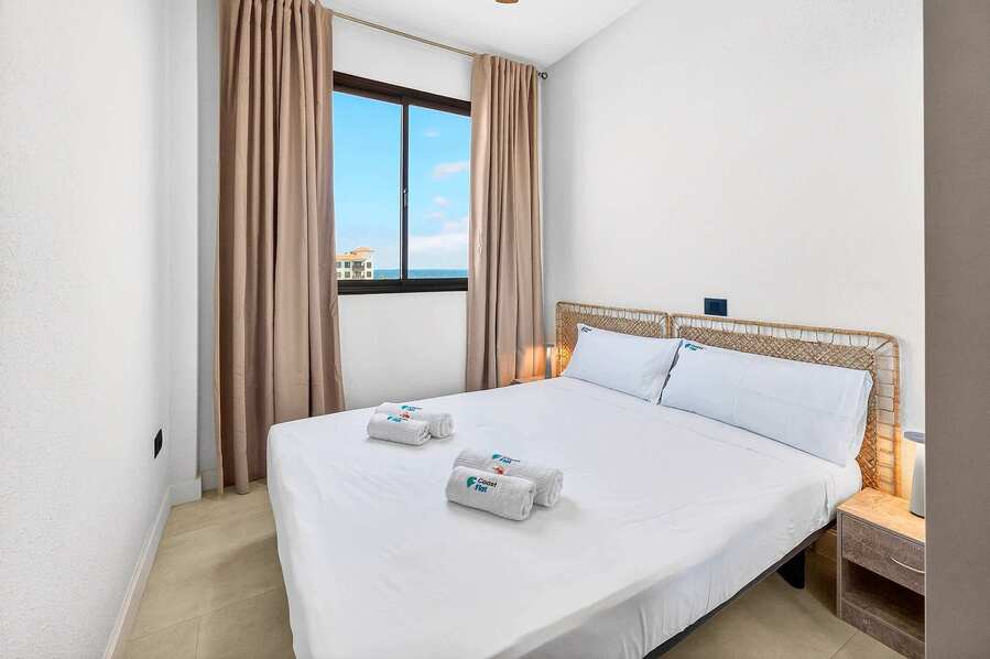 Second Bedroom with Double-Bed, Ocean Views, Wardrobe, Sonos Sound System and a Separate Bathroom