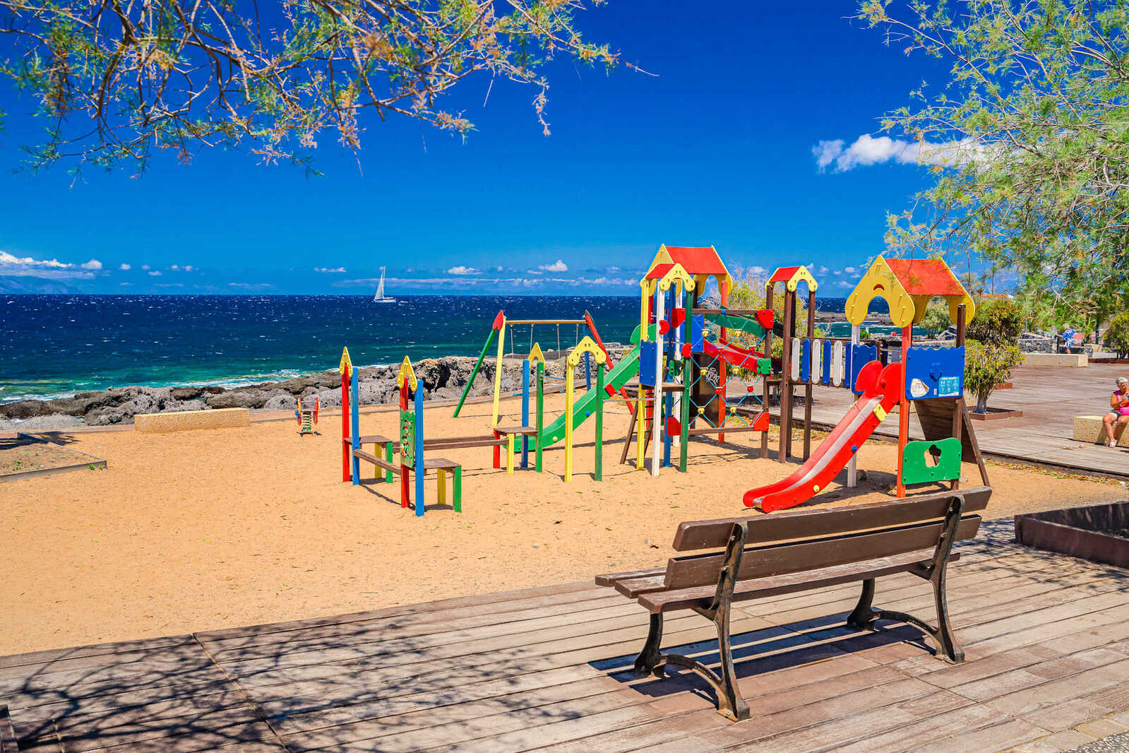 Seaside Colourful Playground & Sitting Bench