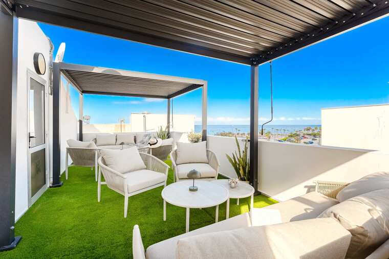 Elegant Shared Rooftop Lounge Terrace with Atlantic Ocean Views