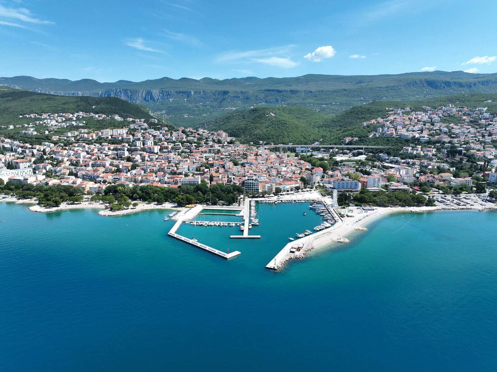 Crikvenica: old town and harbour from the air