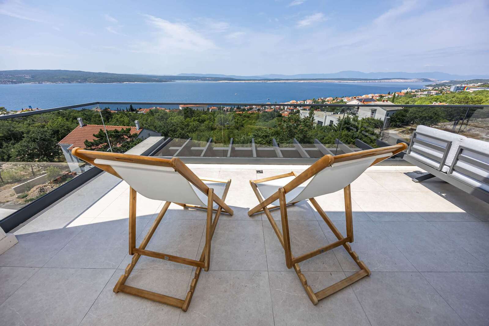 Deckchairs on the upper terrace