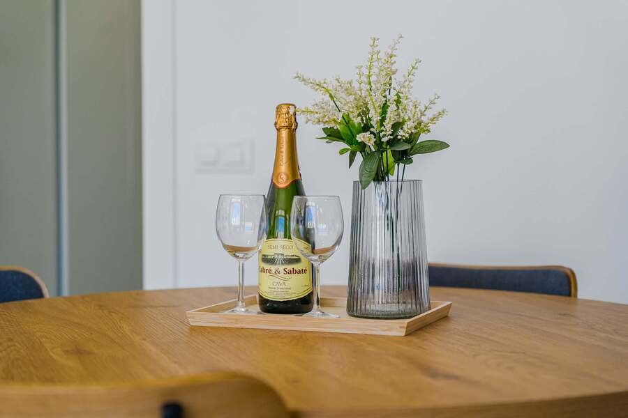 Chilled Cava & Fresh Flowers on the Dining Table