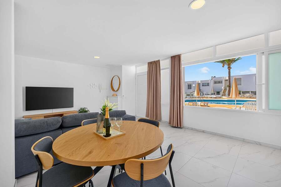Dining Area with Pool Window