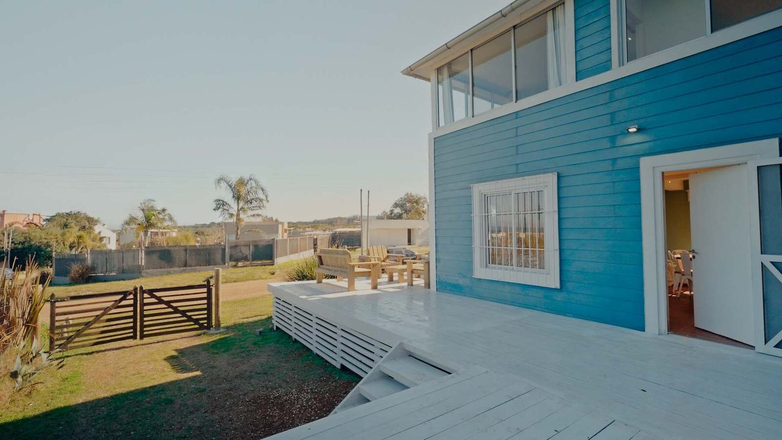 Blue Facade with Terrace & Garden Gate