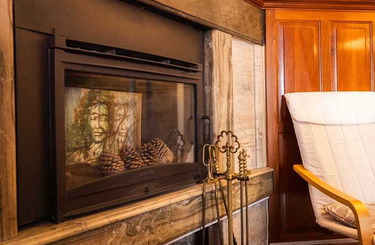 Sunken Lounge with Marble Fireplace