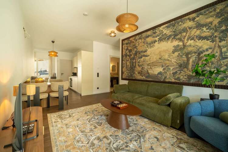 Open-plan living, dining and kitchen