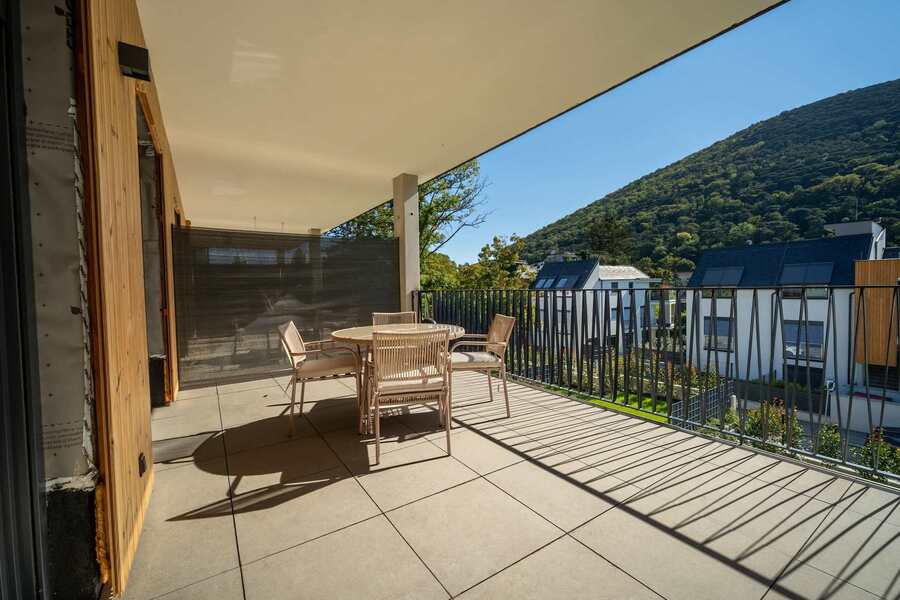 Balcony with hill views