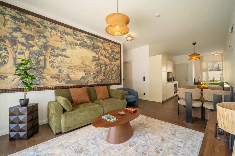 Open-plan living and dining area